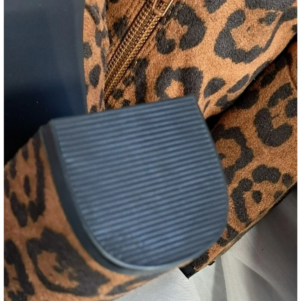 New Cheetah Aubriana Chunky High Heel Over Knee Boots Size 8.5